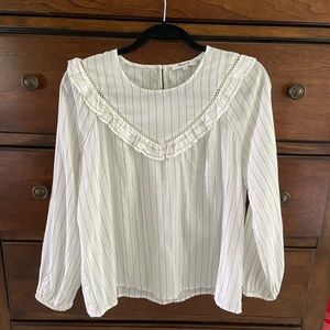 Madewell Ruffle Prairie Top in Pinstripe